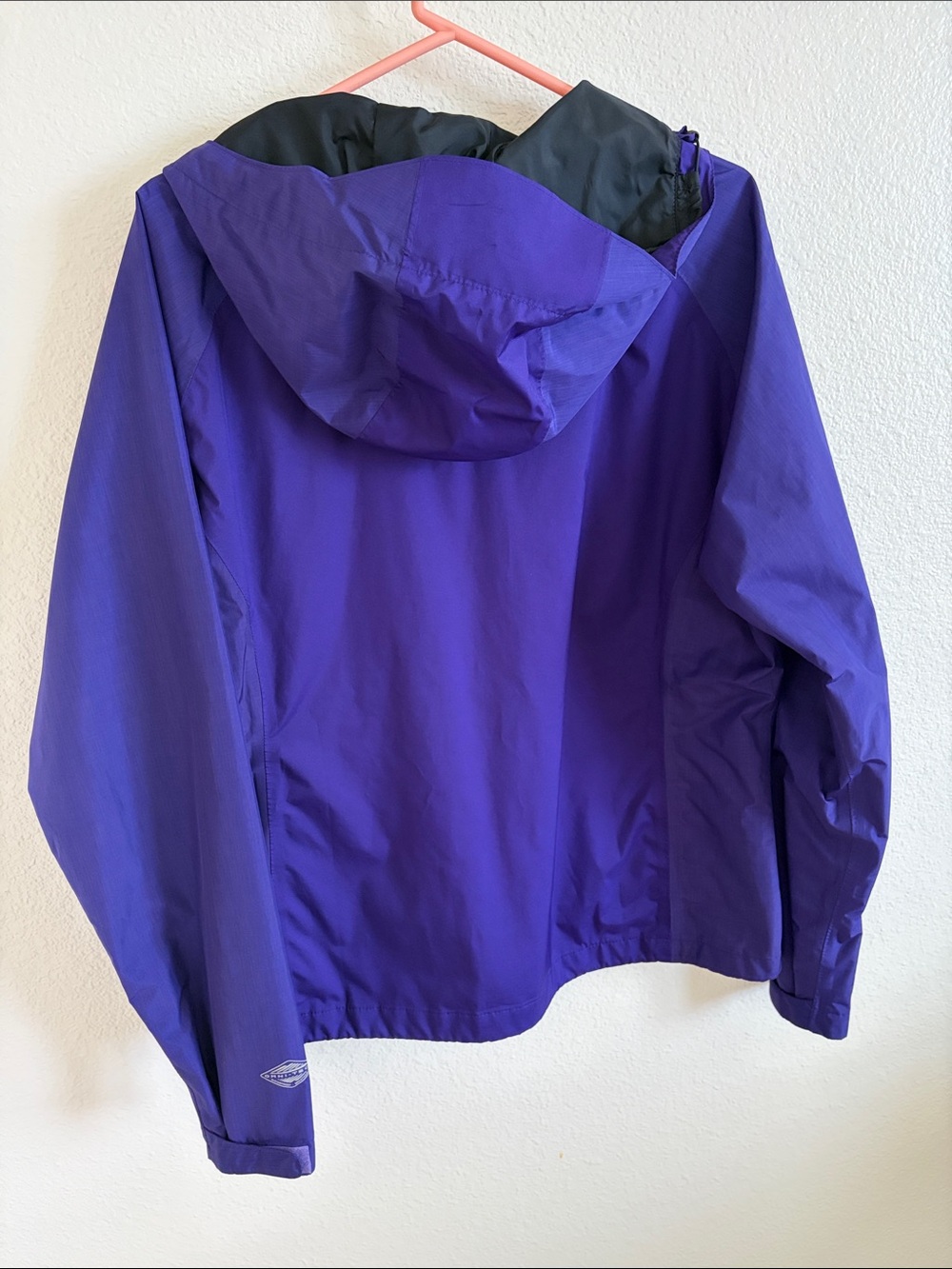 XL Columbia Windbreaker Deep Purple Hooded Packable Rain Shell - Picture 4 of 5